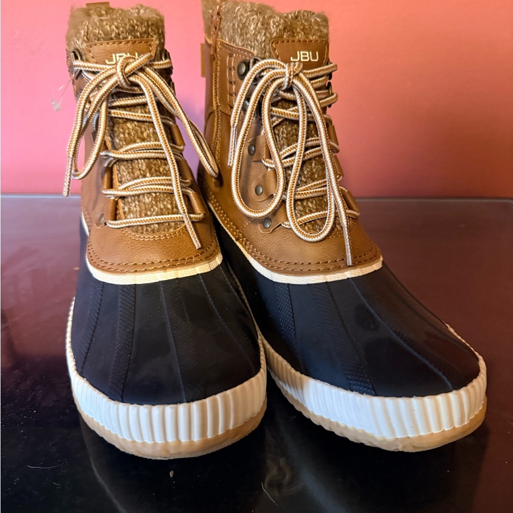 JBU Black and Brown Lace-Up Winter Duck Boots